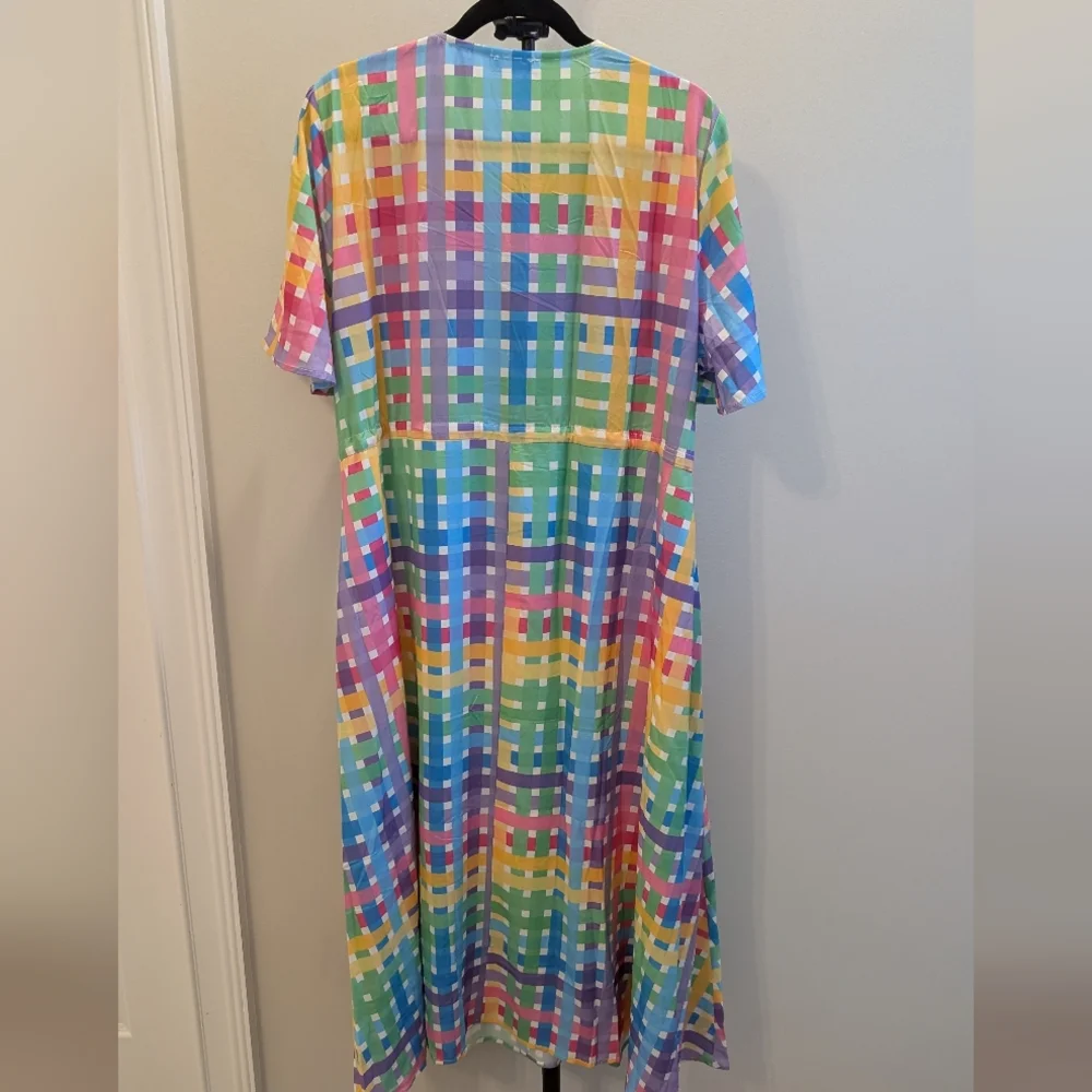 Colorful Plaid Women's Dress - Picture 3 of 6